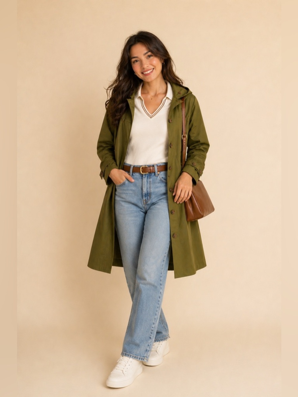 NWT House of Harlow Moss Green Midi Hooded Jacket